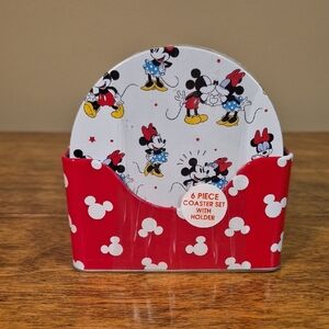DISNEY Mickey and Minnie Coasters, Set of 6 with Holder Stand
